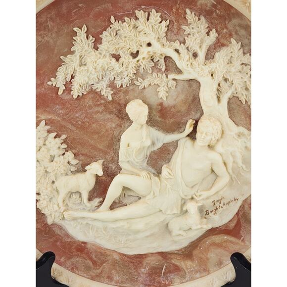 A Thing Of Beauty 3D Plate Wall Decor Gayle Bright Appleby 10" Incolay Stone Vtg - Picture 2 of 16